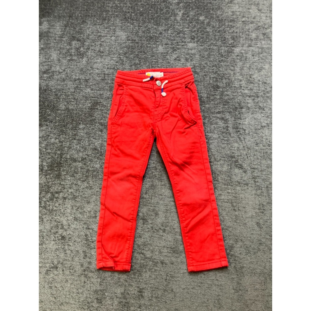 Boden Skinny Pants Girls 3 Years Bright Red Twill Preppy School Drawstring Waist